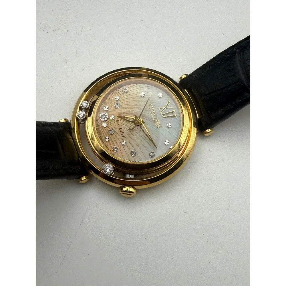 Citizen Sunrise Eco-Drive Diamond Gold Tone Watch EM0322-02Y Mother of Pearl